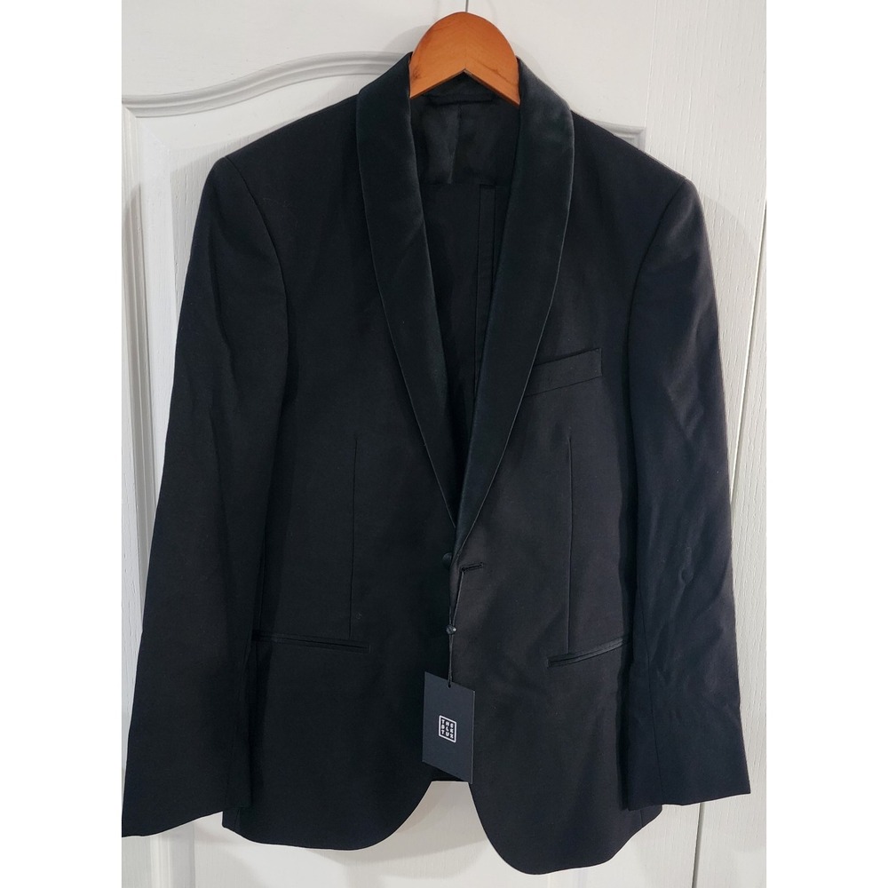 $695 The Black Tux Men's Black Shawl Collar One Button Tuxedo Size 38